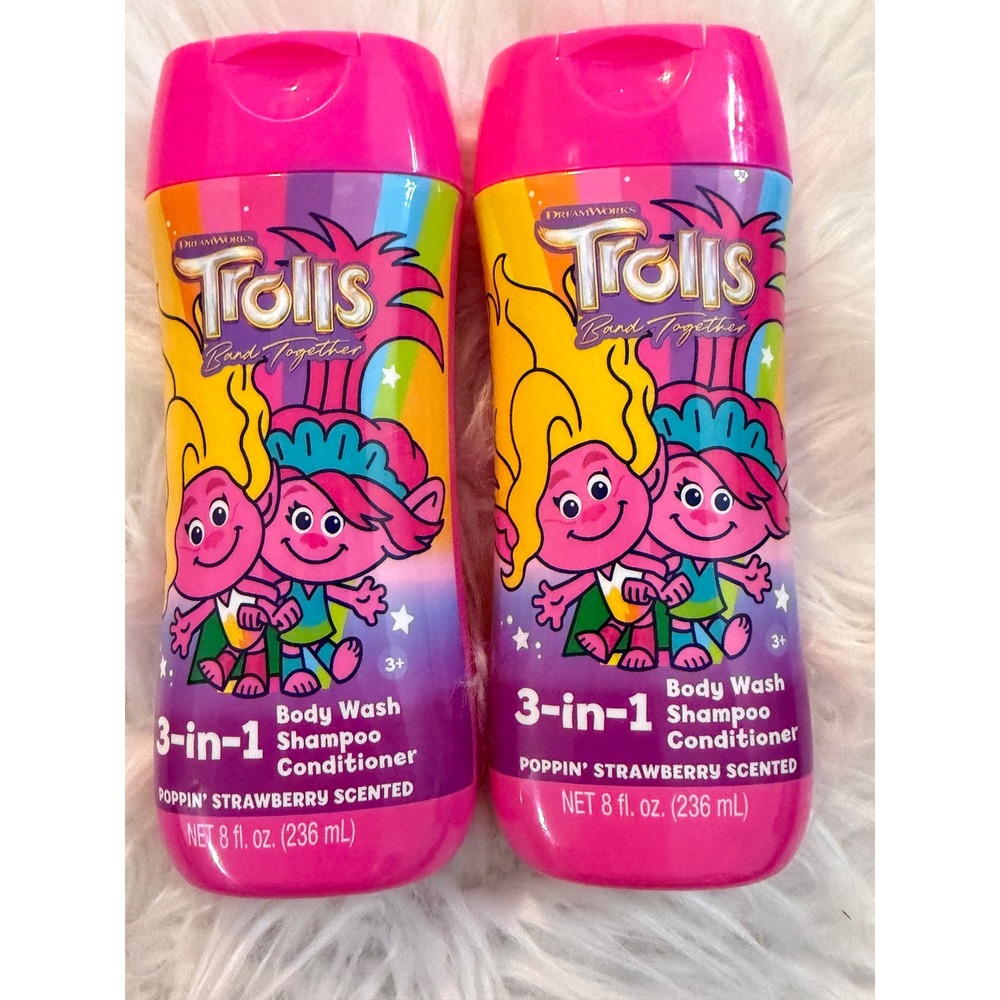 DreamWorks Trolls Band Together 3-in-1 Body Wash Shampoo Strawberry 8oz 2 Pack